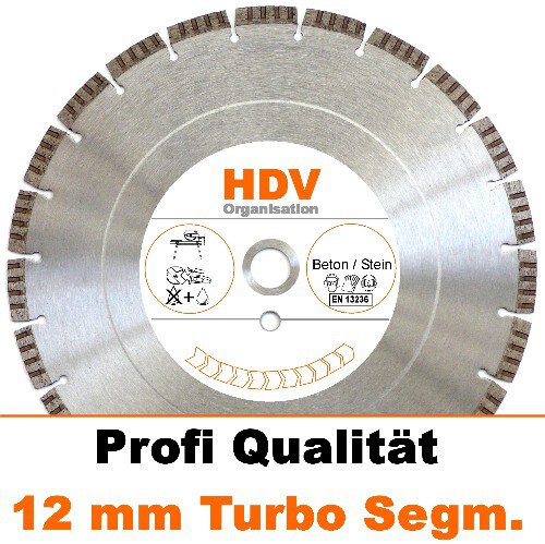 230 x 22,2 mmØ - Turbo Diamanttrennscheibe - 12mm Diamantbelag für Beton / Stein