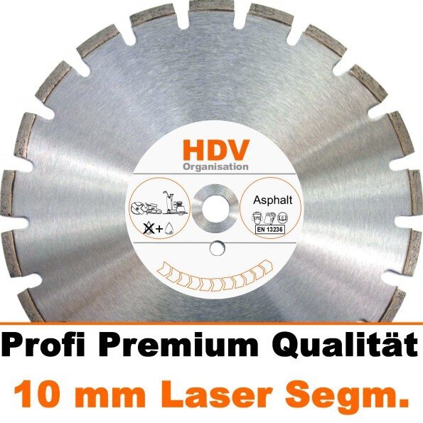 350 x 25,4 mm Asphalt Diamanttrennscheibe Laser, 10 mm - Premium Qualität