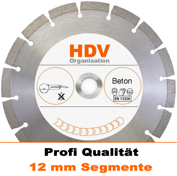 230 x 22,2 mm Diamanttrennscheibe 12 mm für Beton - Long Life
