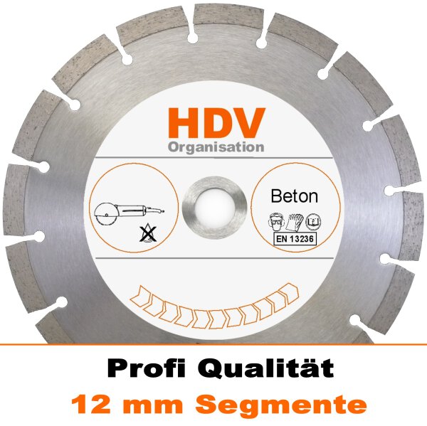 180 x 22,2 mm Diamanttrennscheibe 12 mm für Beton - Long Life