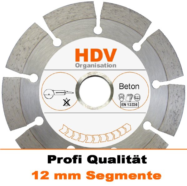 115 x 22,2 mm Diamanttrennscheibe 12 mm für Beton - Long Life