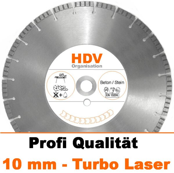 400 x 25,4 Turbo Laser Diamanttrennscheibe Diamantscheibe 10mm, Beton