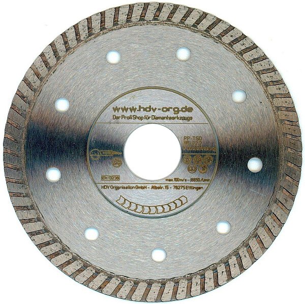 115 mm Turbo Diamanttrennscheibe Fliesen, Feinsteinzeug, Granit - Profi Premium
