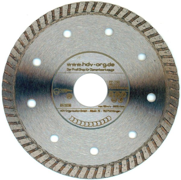 125 mm Turbo Diamanttrennscheibe Fliesen, Feinsteinzeug, Granit - Profi Premium