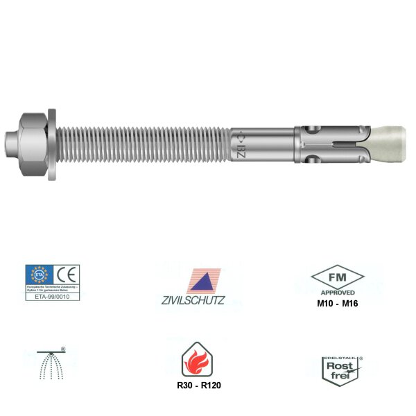 25 Stck. MKT Bolzenanker BZ plus A4, M12 x 115 mm, BZ 12-20-40/115 A4